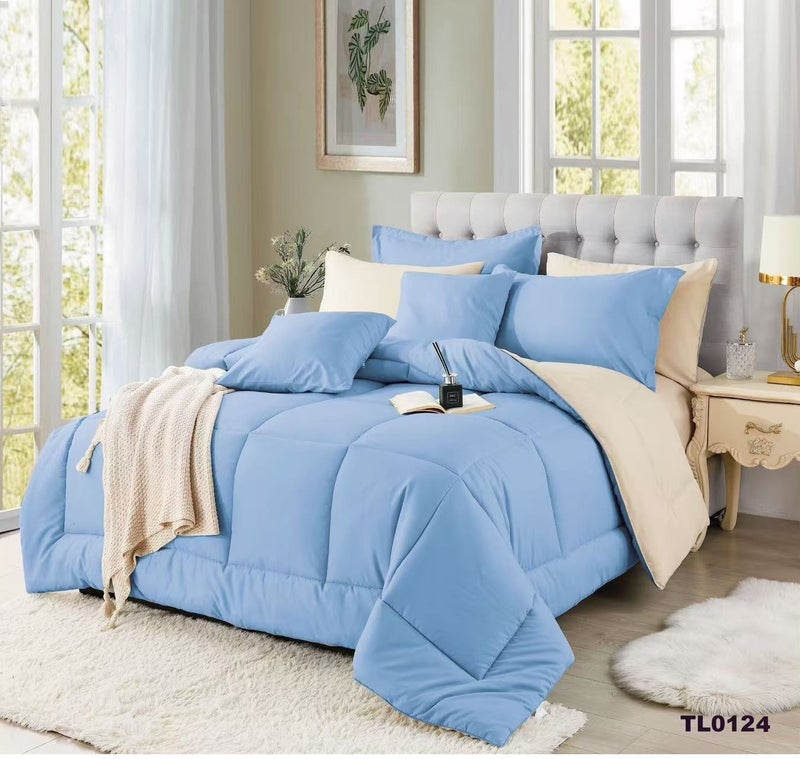 Comforter Set for Single Bed 5-Piece Winter Quilt set Microfiber fabric with Cotton Filling 220 x 160 cm